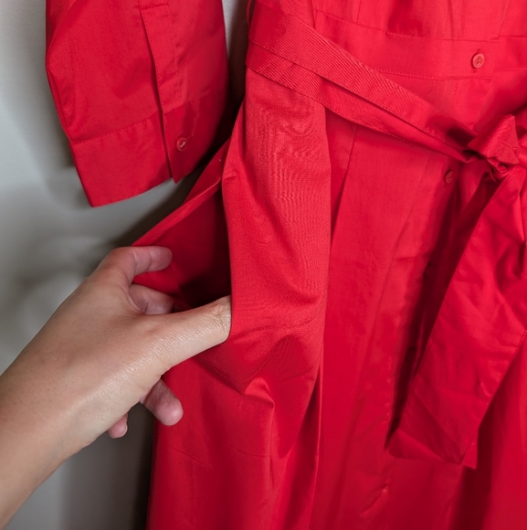 Talbots Belted Shirt Dress Red sz 12 NWT - Picture 8 of 11